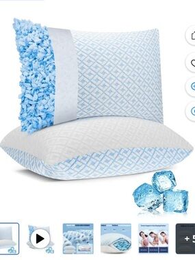 Light Blue Decorative Bed Pillow with Ruffle Accent